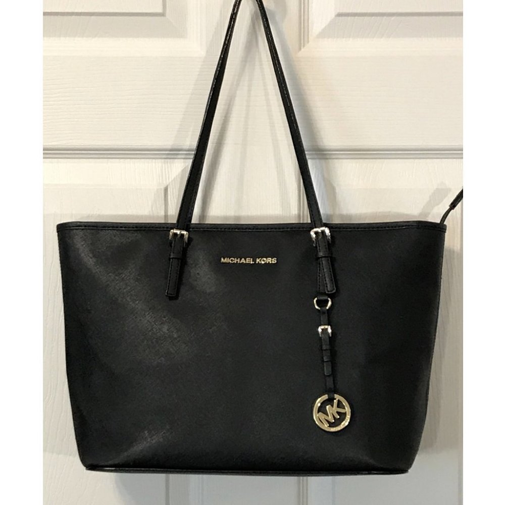 Michael Kors Jet Set Black Tote Bag Handbag Purse